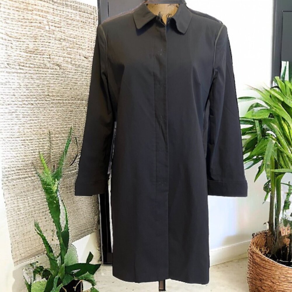Veronika Maine  Neutral Gray Minimalist‎ Long Trench Coat Size 10